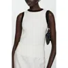 Mango Contrast Piping Rib Tank Top In White