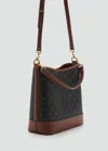 Mango Contrast Print Bucket Bag Brown
