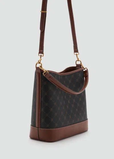 Mango Contrast Print Bucket Bag Brown