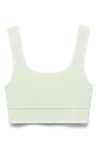 Mango Contrast Rib Sweater Tank In Green