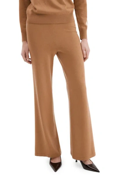 Mango Contrast Stripe Knit Pants In Brown