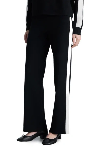 Mango Contrast Stripe Pants In Black