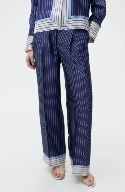 Mango Contrast Stripe Satin Wide Leg Pants