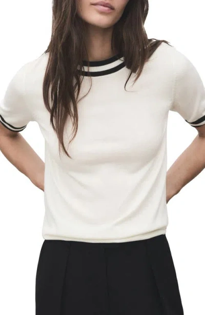 MANGO MANGO CONTRAST STRIPE SHORT SLEEVE SWEATER