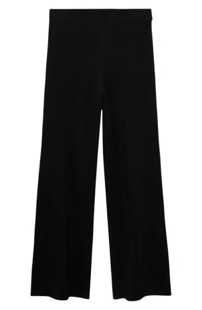 Mango Contrast Stripe Straight Leg Pants In Black