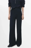 Mango Split Hem Pull-on Straight Leg Knit Pants In Black
