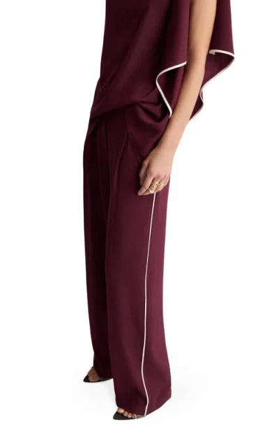 Mango Contrast Stripe Straight Leg Pants In Brown