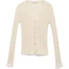 Mango Contrast Trim Cardigan In Sand