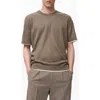 Mango Contrast Trim Cotton Blend T-shirt In Brown
