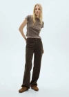 Mango Curlita Lettuce Edge Cotton T-shirt In Medium Brown