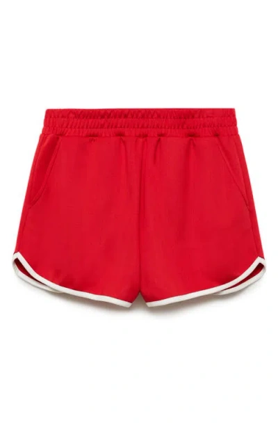 Mango Contrast Trim Dolphin Hem Shorts In Intense Red