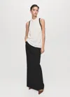 Mango Contrast Trim Draped Collar Blouse In White
