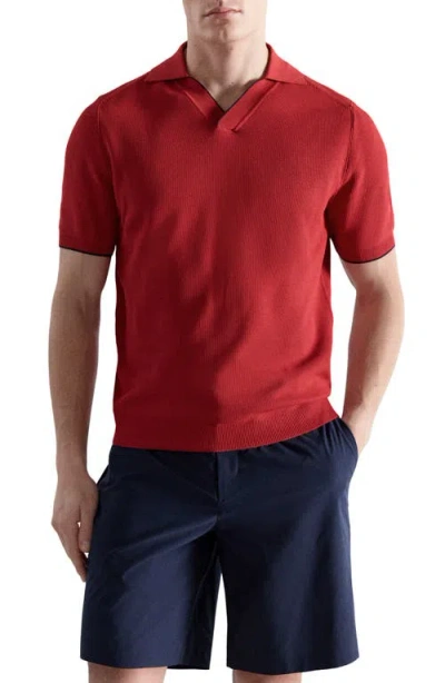Mango Contrast Trim Piqué Polo In Red