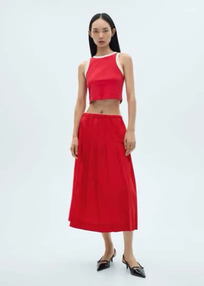 Mango Contrast Trim Top Red In Rouge