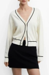 MANGO CONTRAST TRIM V-NECK CARDIGAN