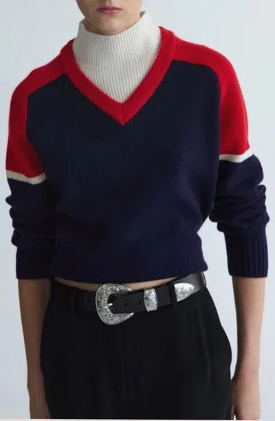 Mango Contrast Wool Blend Sweater In Multi