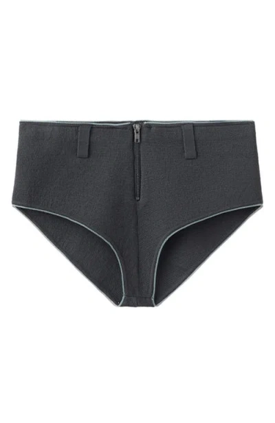Mango Contrasted Trim Knit Shorts In Black