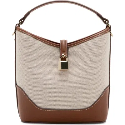 Mango Contrasting Canvas Bucket Bag In Brown