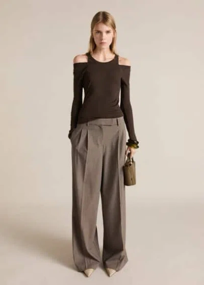 Mango Contrasting Cotton-blend T-shirt Brown