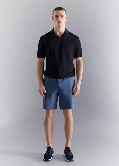 Mango Contrasting Knitted Polo Shirt In Navy
