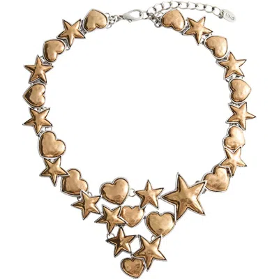 Mango Contrasting Necklace In Gold