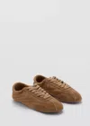 Mango Contrasting Panel Leather Sneakers In Transparent