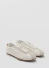Mango Contrasting Panel Leather Sneakers In White