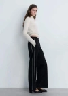 Mango Contrasting-stripe Jogger Trousers Black In Black