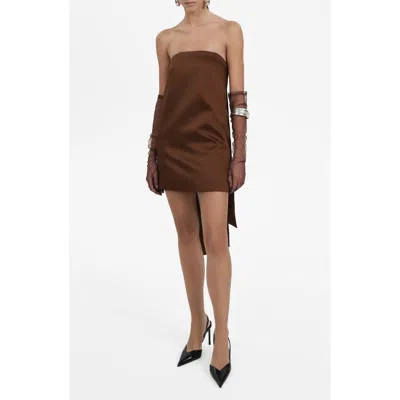 Mango Convertible Satin Minidress In Brown