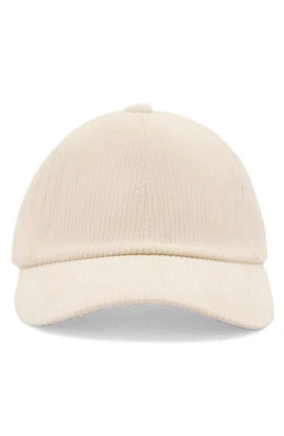 Mango Corduroy Baseball Cap In Off White