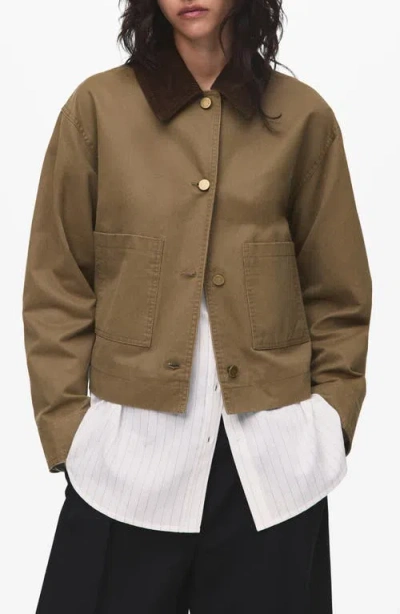 MANGO MANGO CORDUROY COLLAR DENIM JACKET