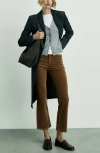 Mango Corduroy Crop Bootcut Pants In Medium Brown