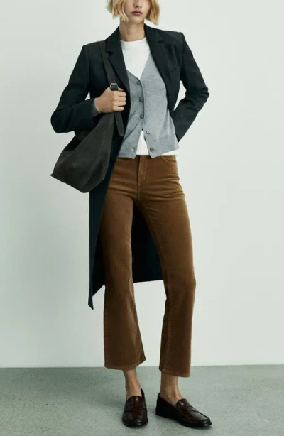Mango Corduroy Crop Bootcut Pants In Medium Brown