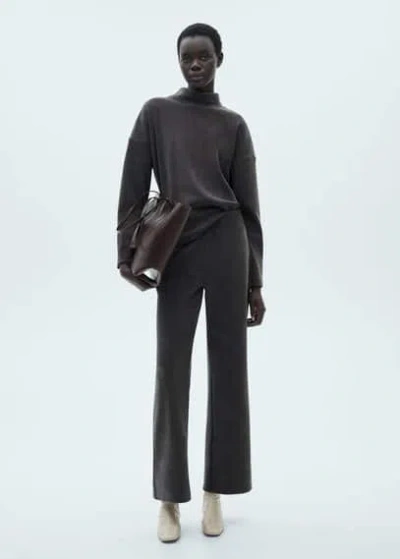 Mango Corduroy Perkins-neck Sweatshirt Dark Heather Grey