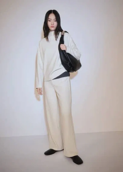 Mango Slouchy Straight Leg Tailored Pants In Beige-neutral