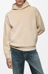 Mango Corduroy Pullover Hoodie In Ecru