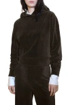 Mango Corduroy Pullover Hoodie In Khaki
