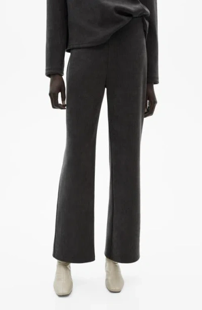 Mango Corduroy Wide Leg Pants In Dark Heather Grey
