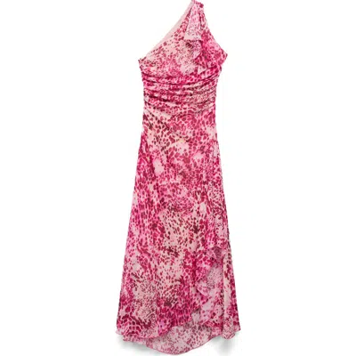 Mango Corinne One-shoulder Dress In Pink