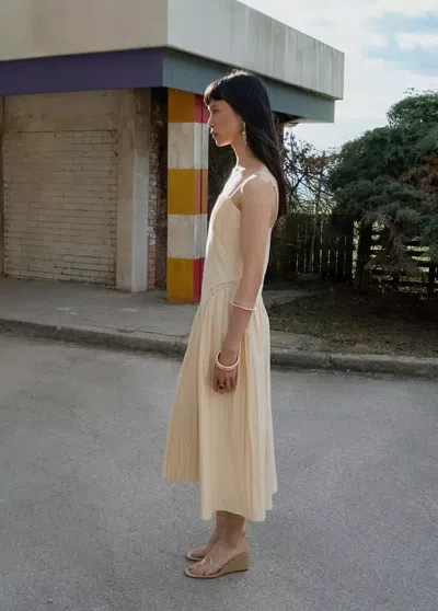 Mango Corset Dress With Lace Detail In Sand