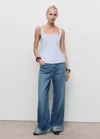 Mango Top En Coton Évasé Bleu Ciel - Femme - M -  In Blue