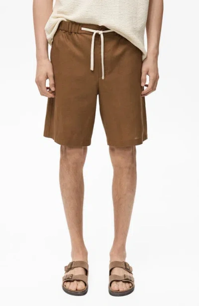 MANGO MANGO COTTON & LINEN BERMUDA SHORTS