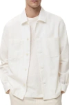 Mango Cotton & Linen Overshirt With Pockets In White