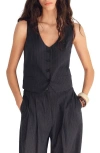 Mango Linen-blend Suit Waistcoat Navy In Gray