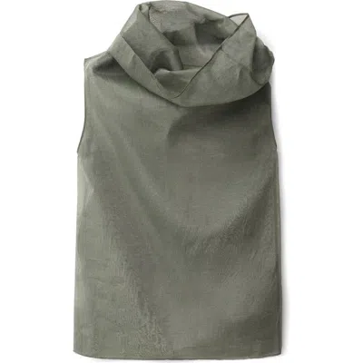 Mango Cotton & Silk Organza Top In Forest Green