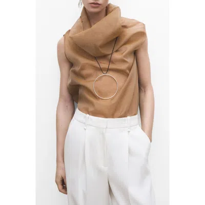 Mango Cotton & Silk Organza Top In Medium Brown