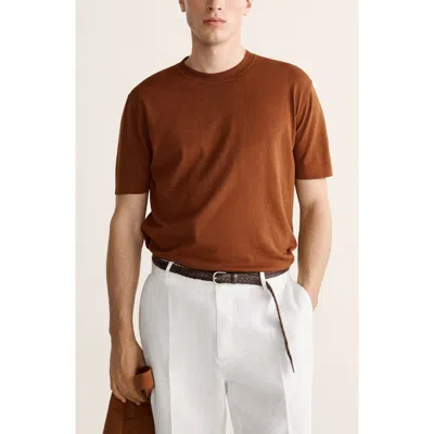 Mango Cotton & Silk T-shirt In Brown