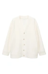 Mango Cotton & Wool Blend Cardigan In White