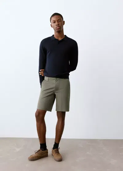 Mango Cotton Bermuda Shorts In Black