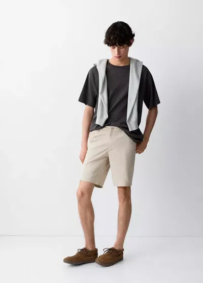 Mango Cotton Bermuda Shorts In Blue